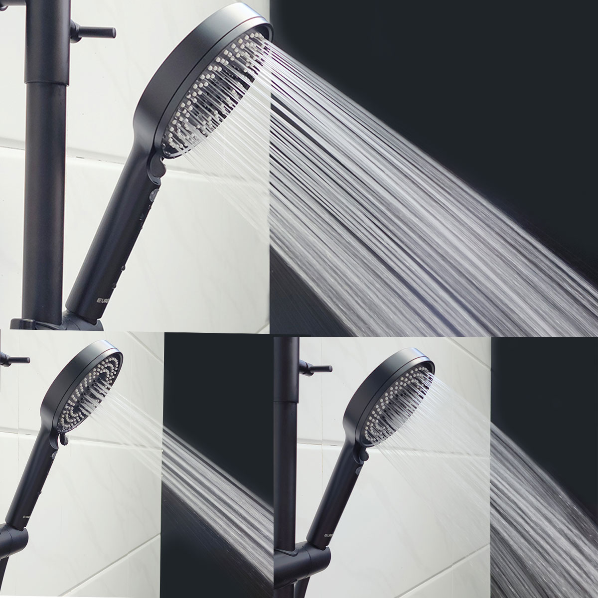 Hình ảnh tay sen cầm tay của sen cây Eurolife EL-SC920 với dòng nước phun đều, hỗ trợ sử dụng linh hoạt khi tắm, vệ sinh cơ thể hoặc làm sạch khu vực phòng tắm.