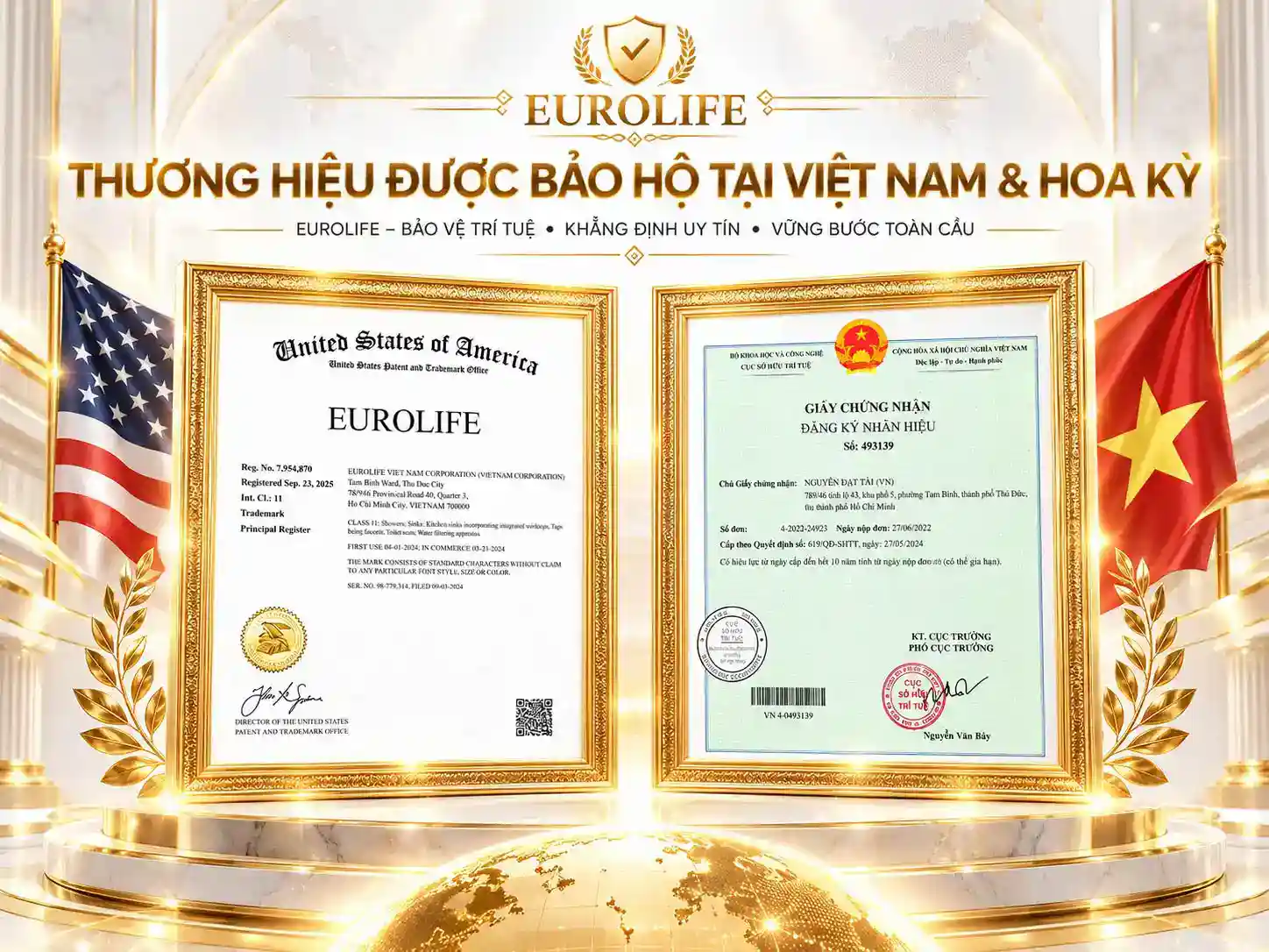 Hồ sơ bảo hộ nhãn hiệu Eurolife tại Việt Nam và Hoa Kỳ phục vụ giới thiệu thương hiệu và sản phẩm dự án