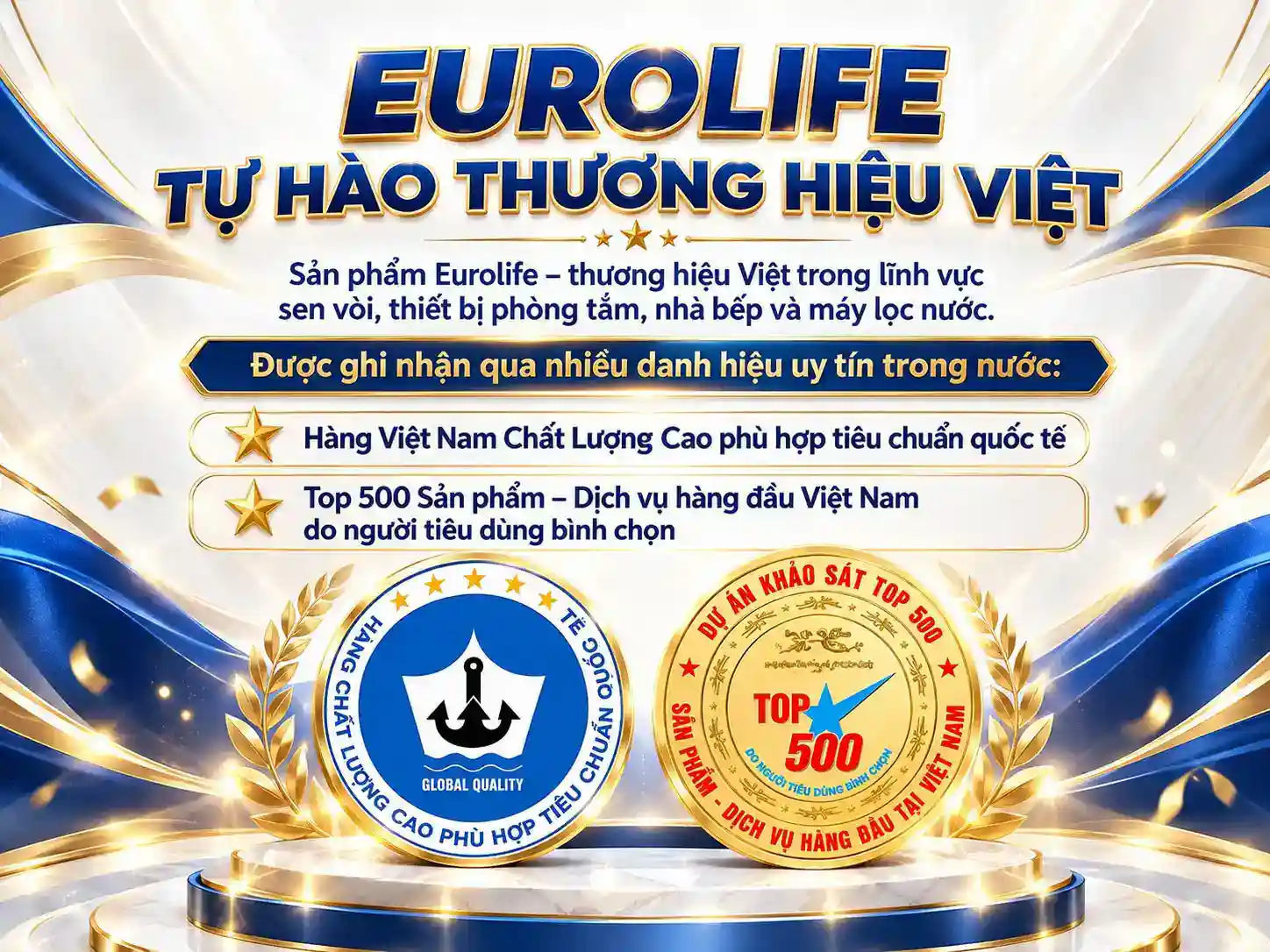 Danh hiệu thương hiệu Eurolife trong lĩnh vực sen vòi và phụ kiện kỹ thuật dùng cho hồ sơ giới thiệu dự án