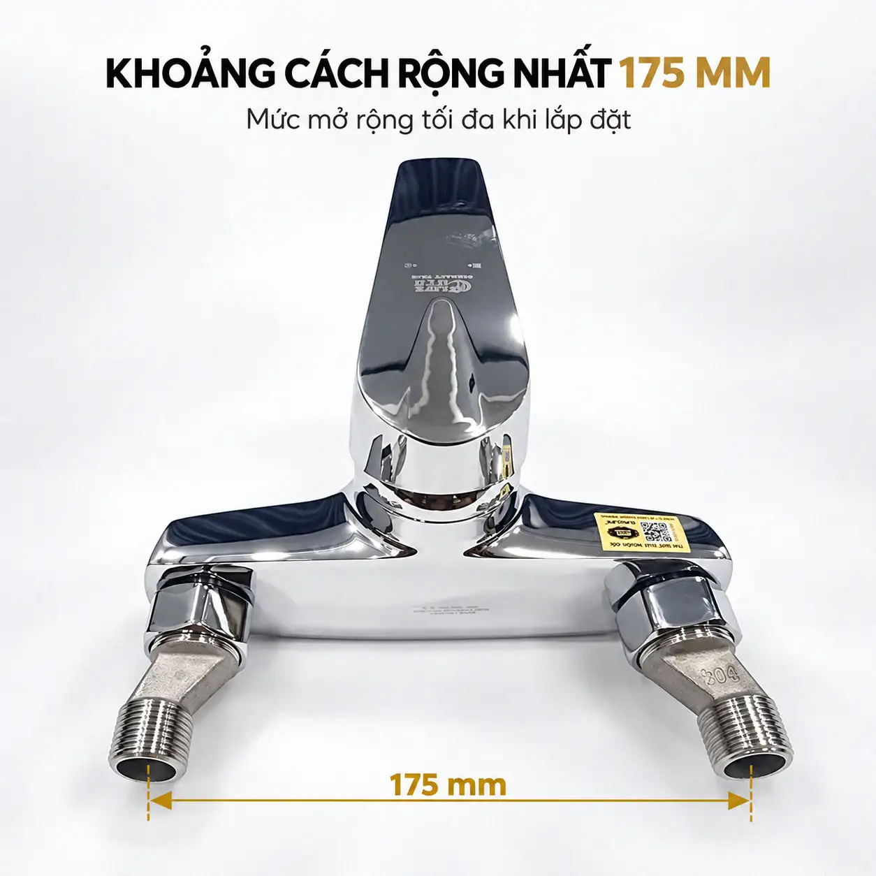 Chân quỳ Eurolife EL-2Z lắp cùng củ sen tại khoảng cách điều chỉnh rộng nhất 175 mm